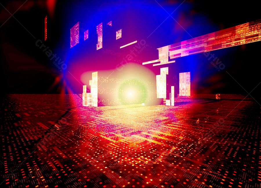 Paisagem digital abstrata cores vibrantes