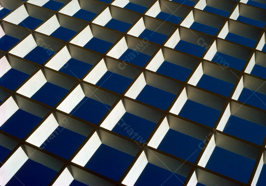 Padrão geométrico azul e branco em cubos
