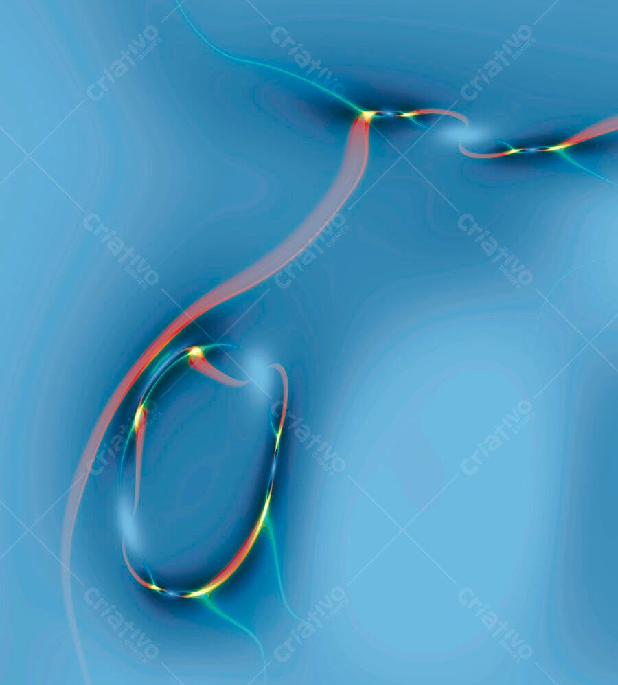 Arte Abstrata Azul com Linhas Fluidas