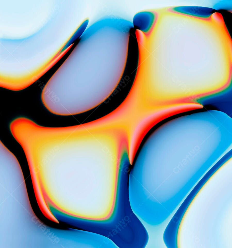 Arte Abstrata Azul Laranja e Preto