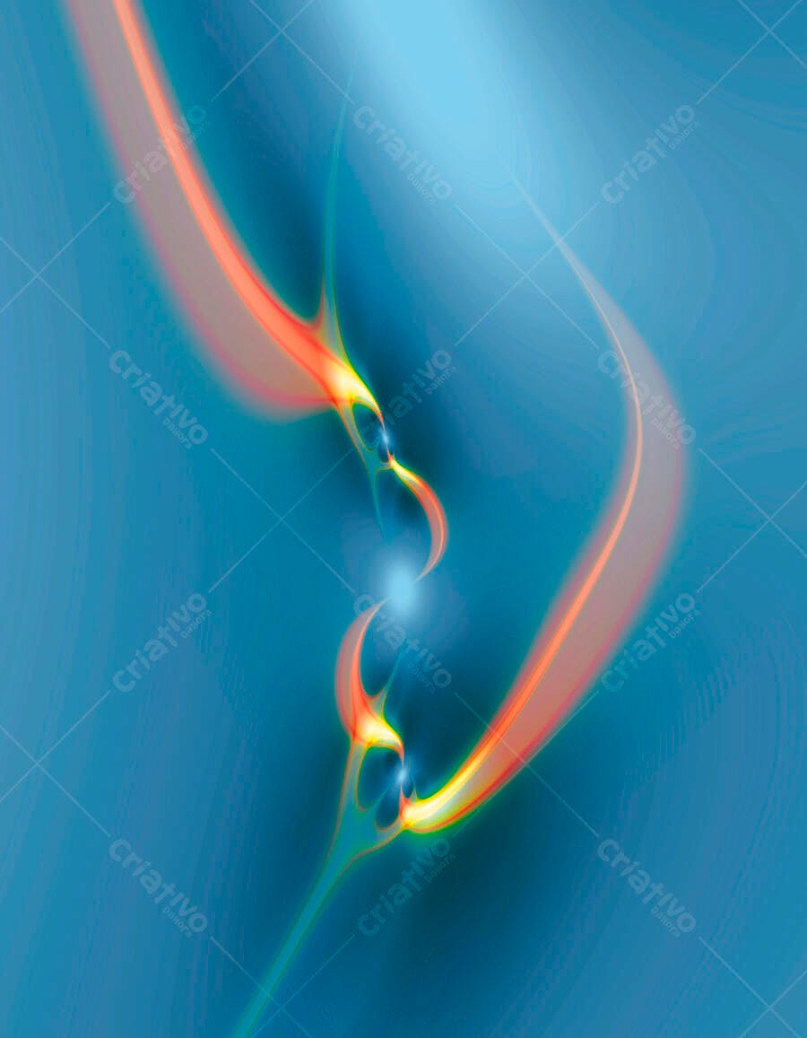 Abstrato azul com curvas laranja