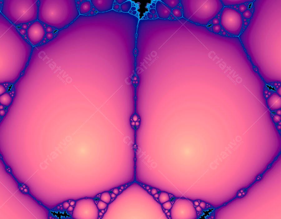 Arte Abstrata Rosa e Roxo com Bolhas