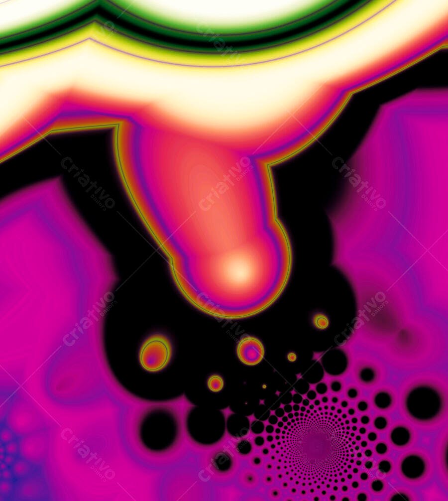 Arte Abstrata Rosa e Laranja com Pontos