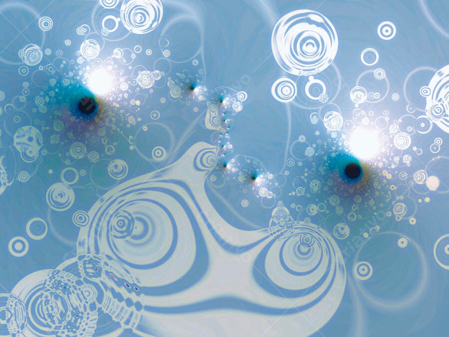 Arte Abstrata Azul com Círculos Concéntricos
