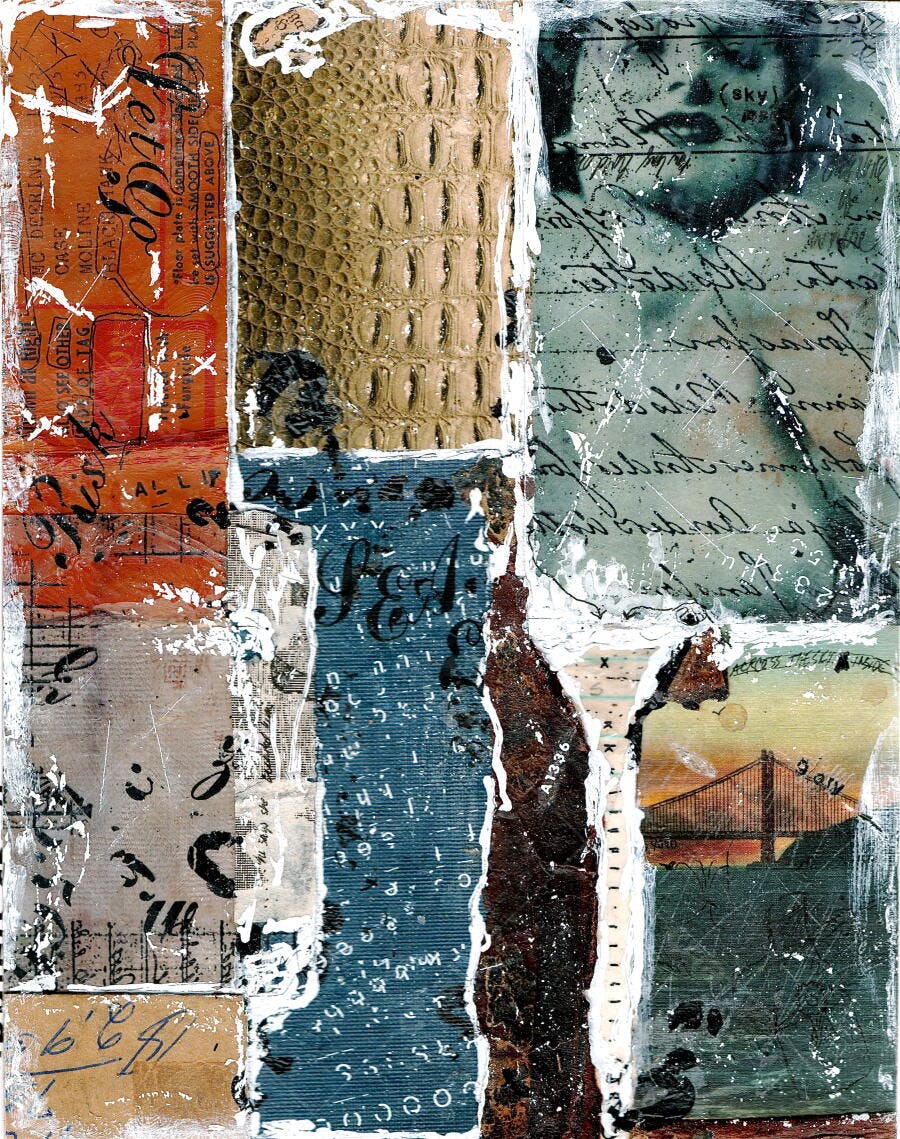 Colagem abstrata com texturas e imagens vintage