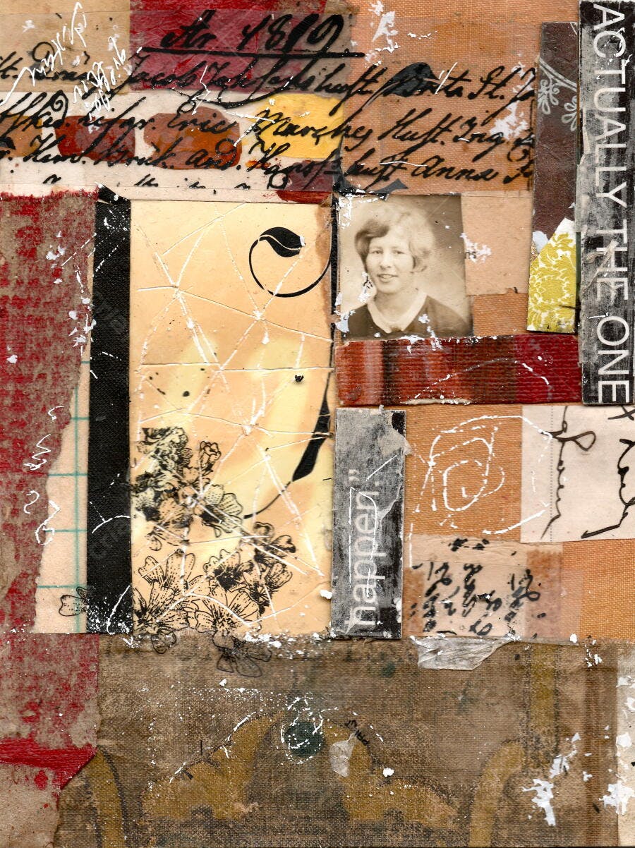 Retrato feminino em colagem vintage