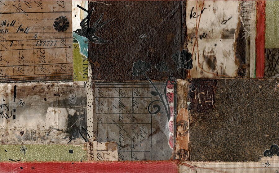 Colagem de texturas vintage com pássaros