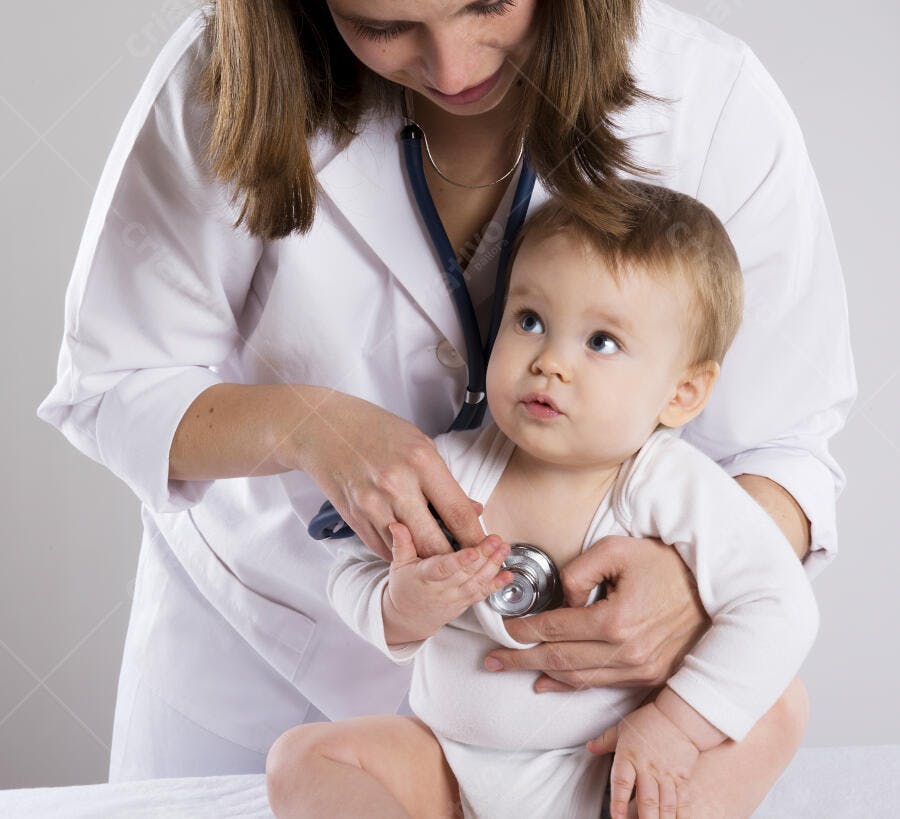 Bebê em consulta pediátrica com médica