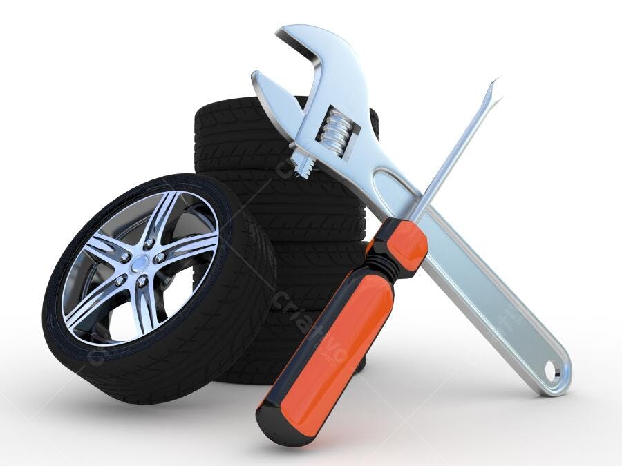 Pneus e ferramentas de reparo automotivo