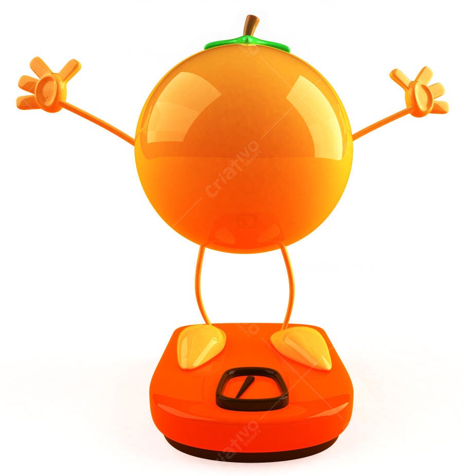 Laranja animada na balança