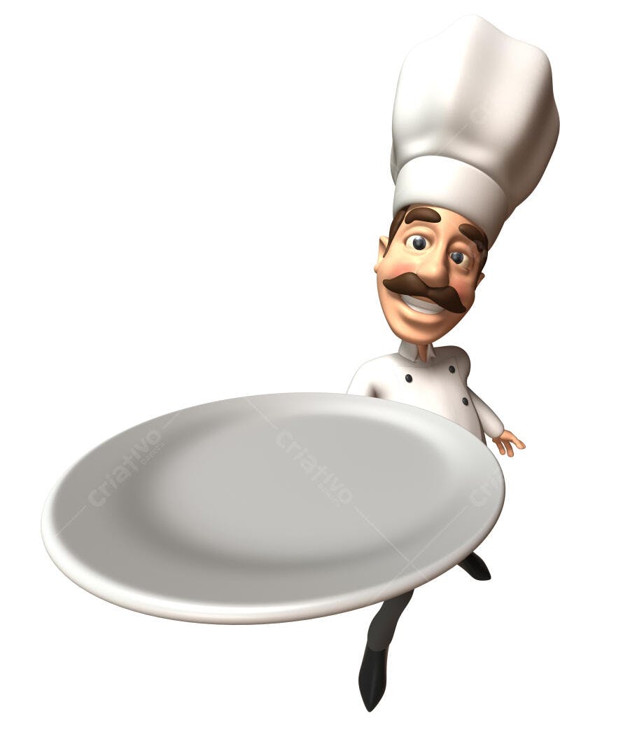 Chef de cozinha segurando prato vazio