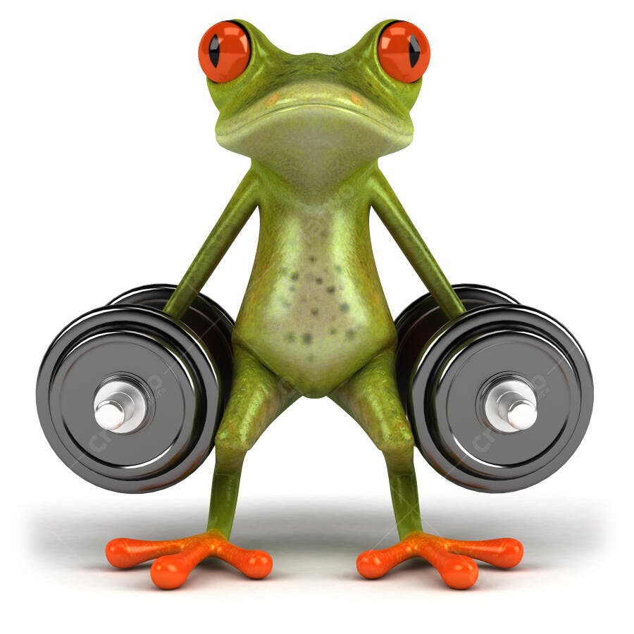 Sapo forte levantando halteres