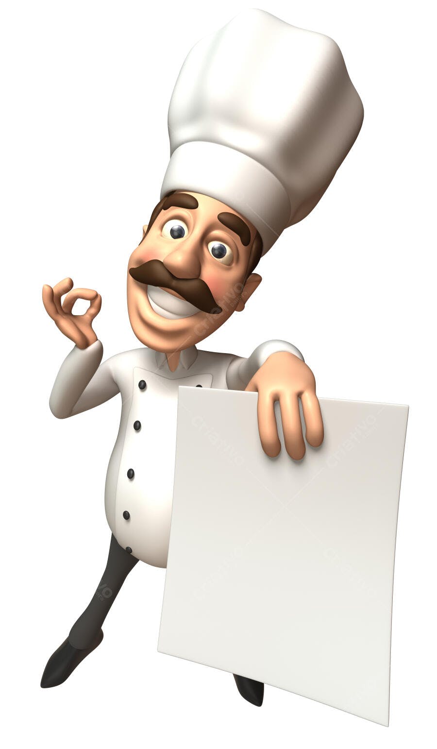 Chef de cozinha feliz segurando cartaz em branco