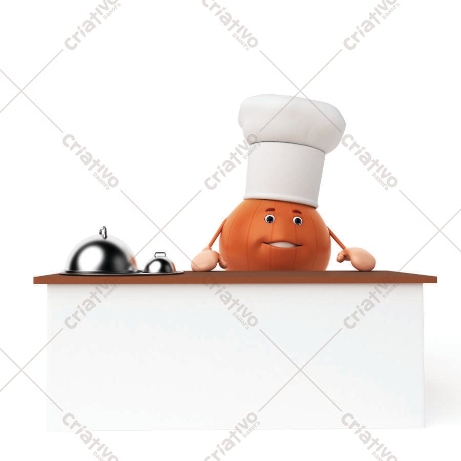 Cebola chef em restaurante com cloche