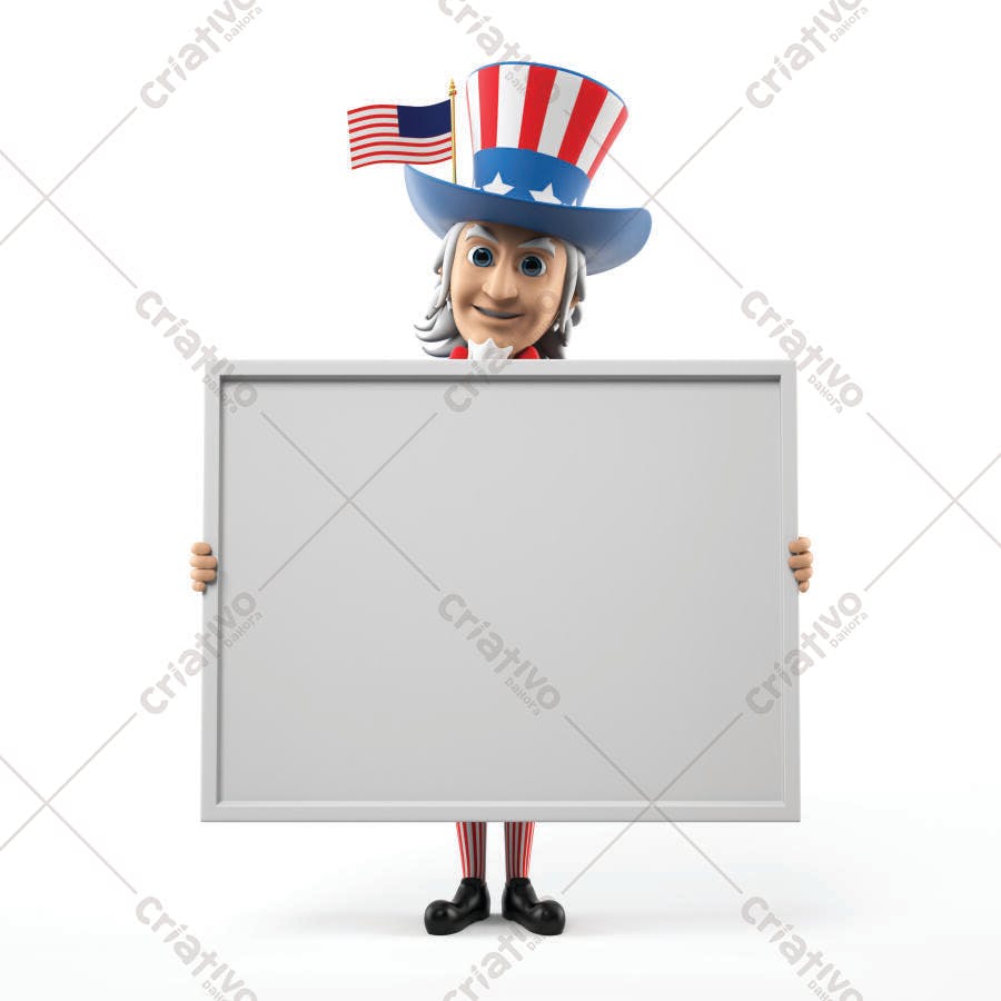 Tio Sam segurando cartaz branco