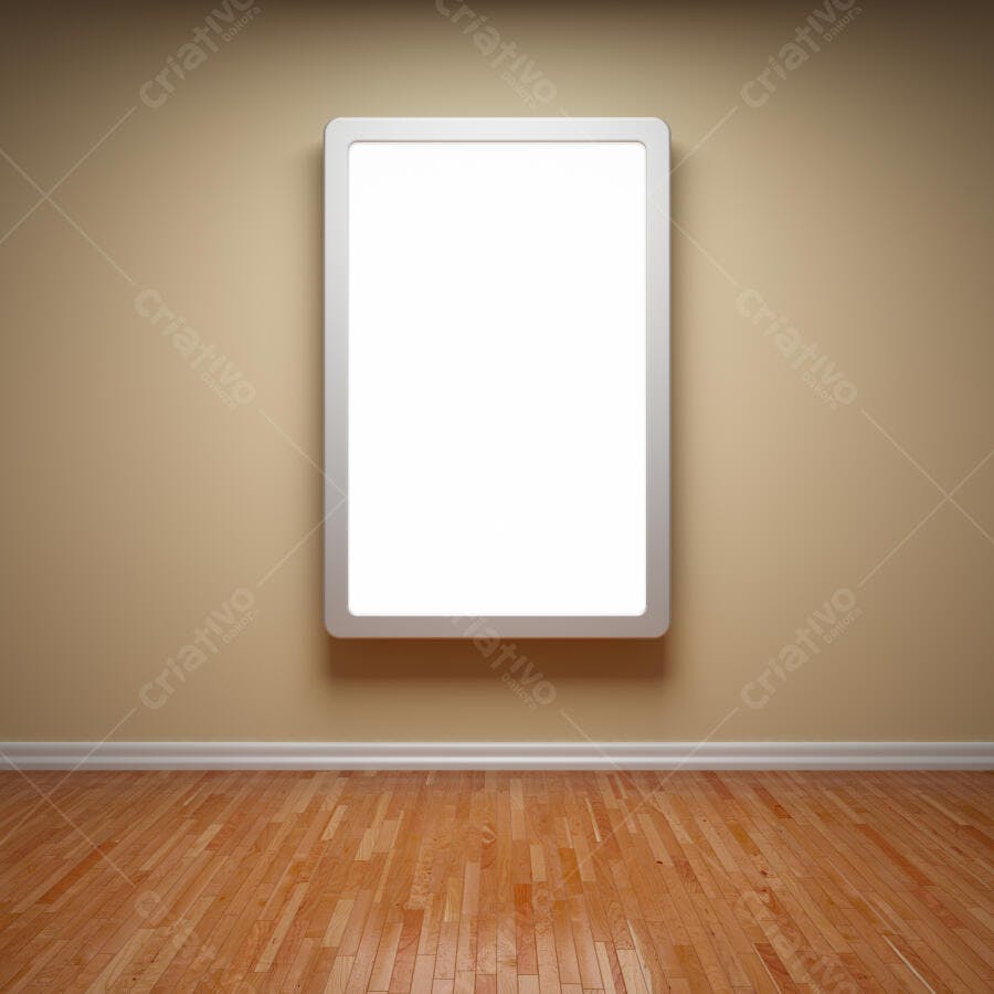 Moldura em branco em parede bege