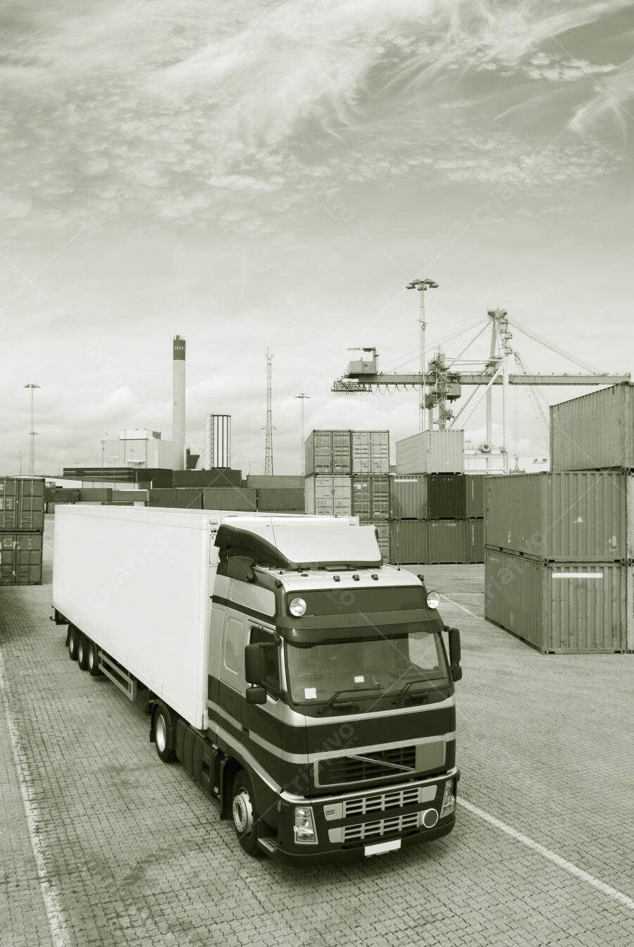 Caminhão em porto de cargas