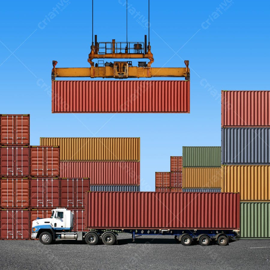 Transporte de contêineres em porto