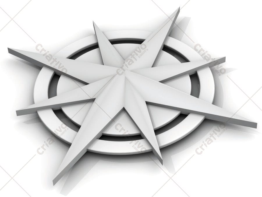 Rosa dos ventos em 3D cinza claro