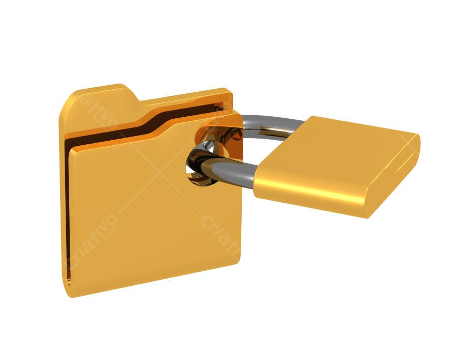 Pasta Segura Cadeado Dourado Segurança Dados