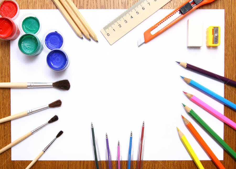 Materiais de Arte emolduram papel branco