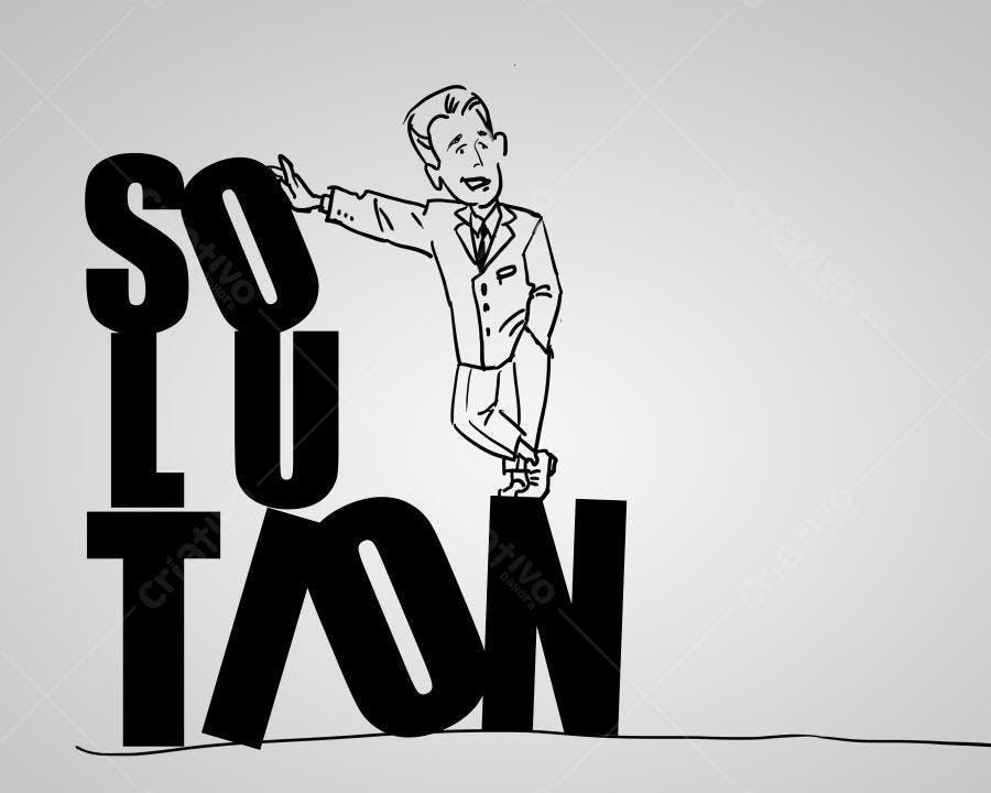 Homem de negócios sobre solução criativa