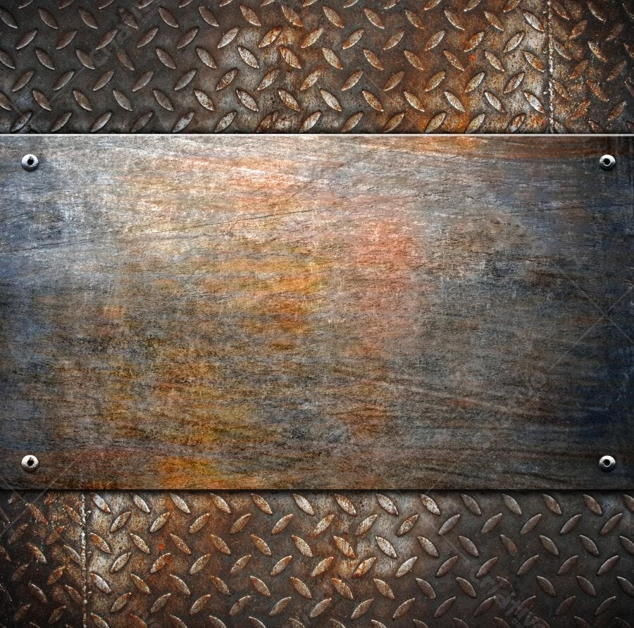 Placa de Metal Oxidada com Textura de Diamante