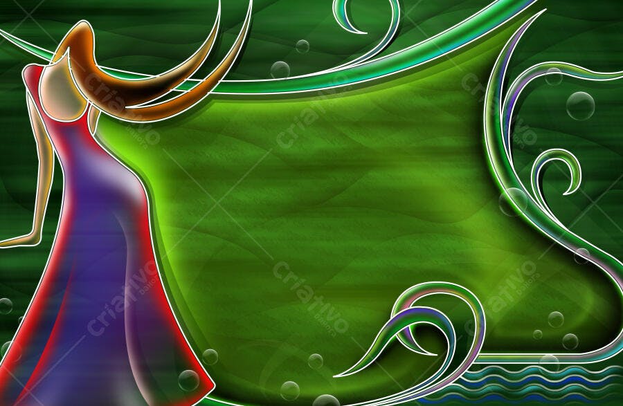 Mulher em vestido longo fundo verde
