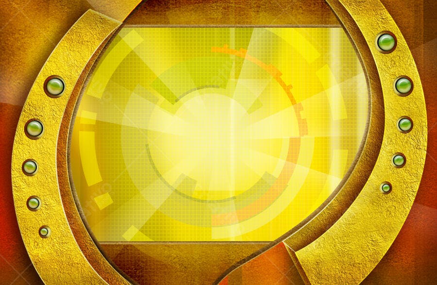 Interface tecnológica dourada e amarela