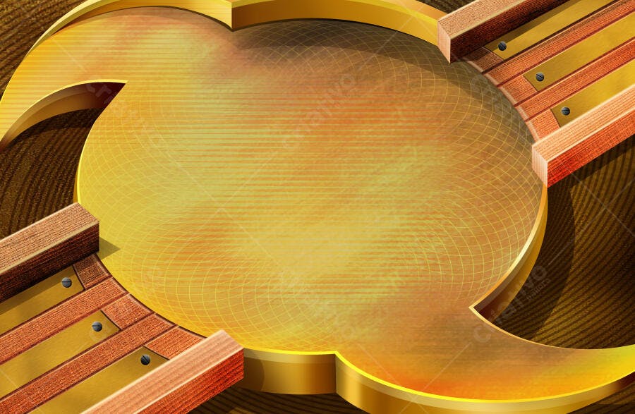 Design abstrato dourado e madeira