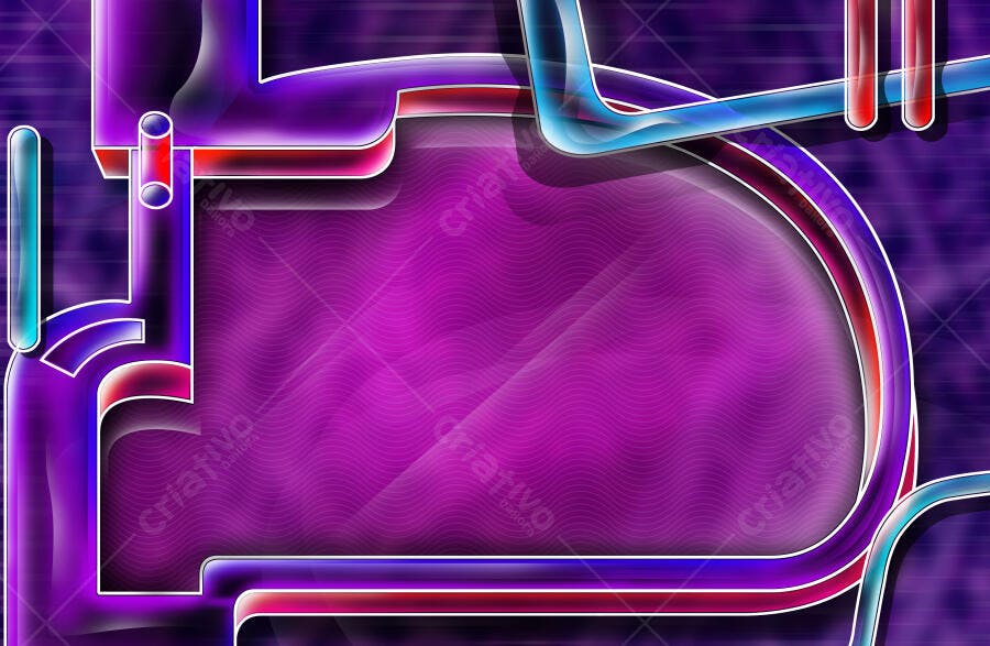 Arte Abstrata Roxa com Linhas Neon
