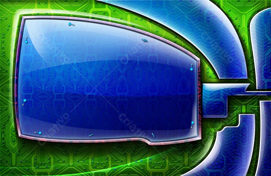 Tela azul em fundo verde circuito