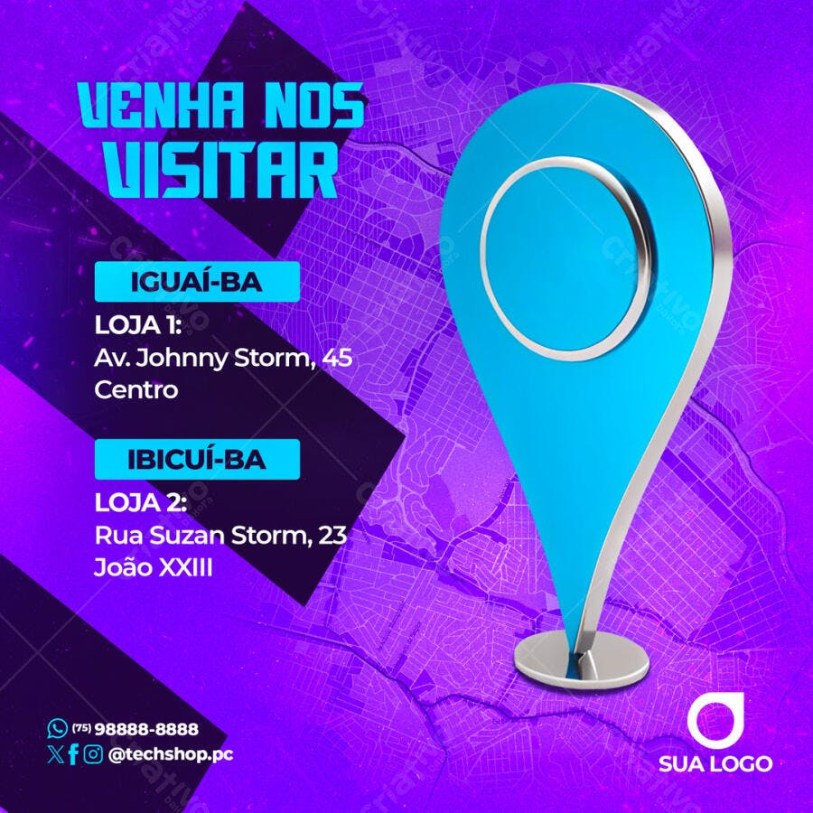 Flyer para Localização de Loja PSD Editável