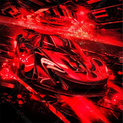 Carro estilizado vermelho para cover album