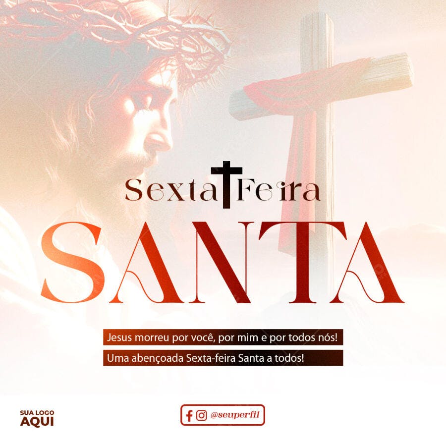 Post para Sexta-Feira Santa PSD Editável