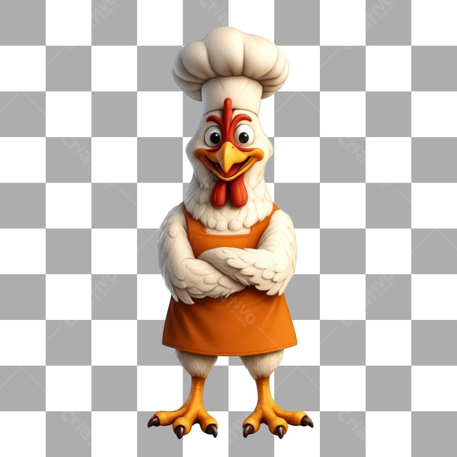 Mascote Galinha Chef para Cardápio de Restaurante PSD Editável