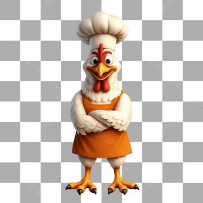 Mascote 3D de Galo para Loja de Frango Frito - PNG Sem Fundo