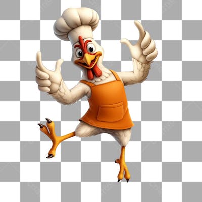 Mascote 3D de Galo para Loja de Frango Frito