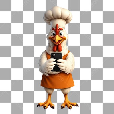 Mascote 3D de Galo para Loja de Frango Frito