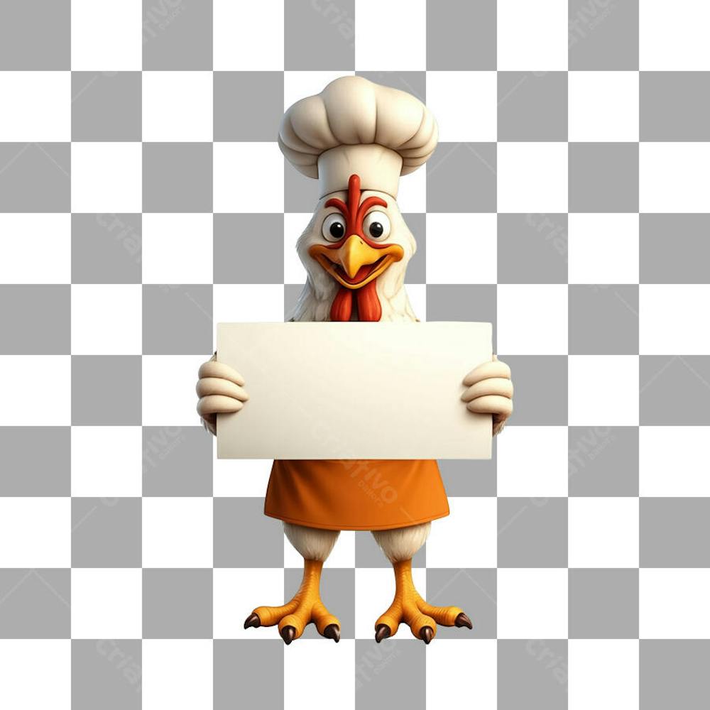 Mascote 3D de Galo para Loja de Frango Frito