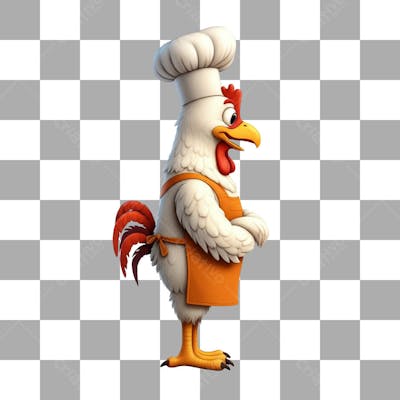 Mascote 3D de Galo para Loja de Frango Frito