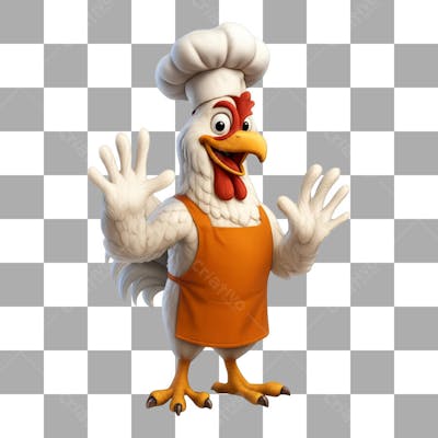 Mascote 3D de Galo para Loja de Frango Frito