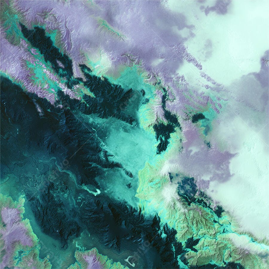 Paisagem Abstrata Verde e Roxa