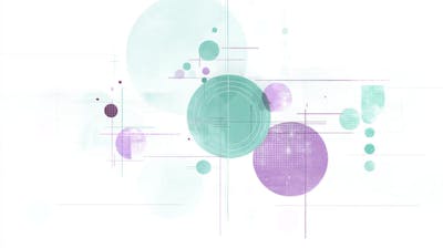 Sobreposição de círculos geométricos em lavanda e menta, perfeita para design de skincare com toque tecnológico 