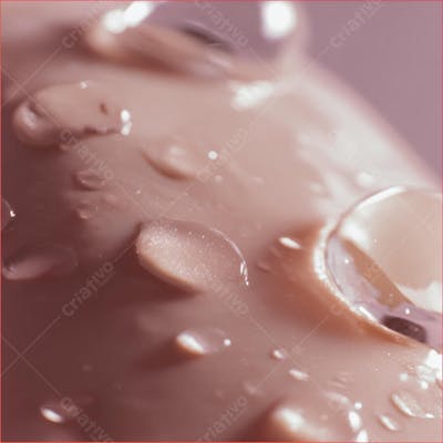 Textura suave com brilho natural, inspirada em pele hidratada e saudável, ideal para produtos de skincare 