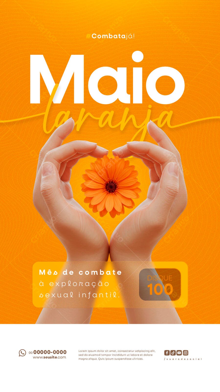 Flyer Maio Laranja PSD Editável