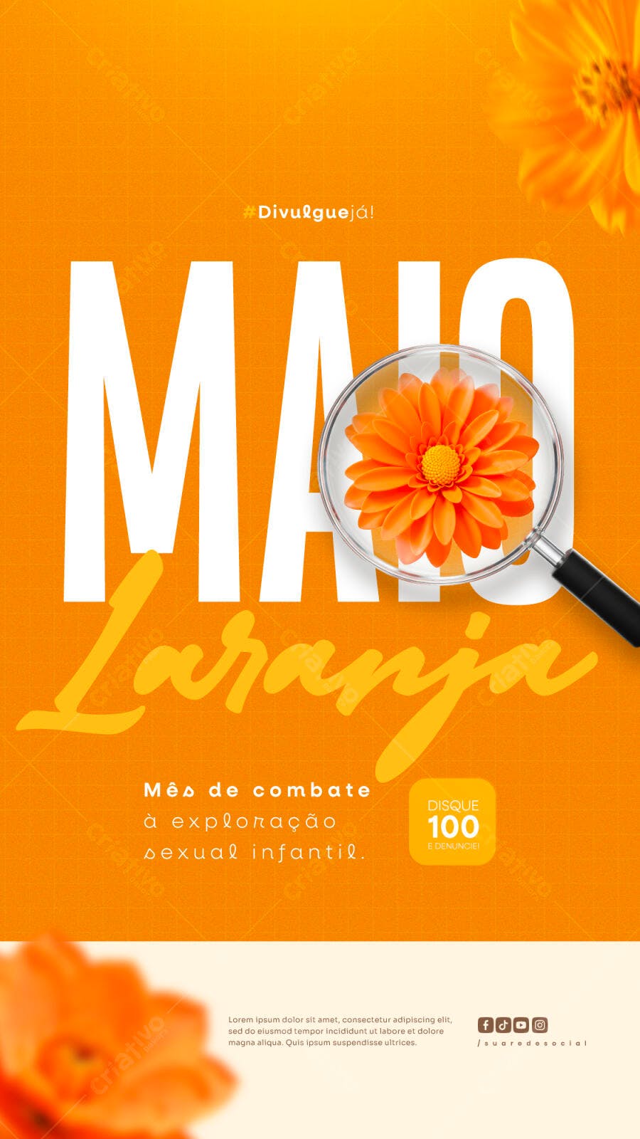Flyer Maio Laranja PSD Editável