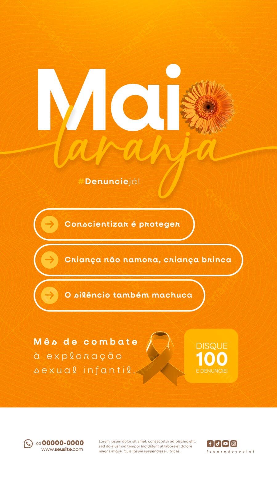 Flyer Maio Laranja PSD Editável
