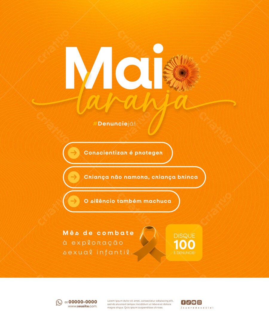 Post para o Maio Laranja PSD Editável