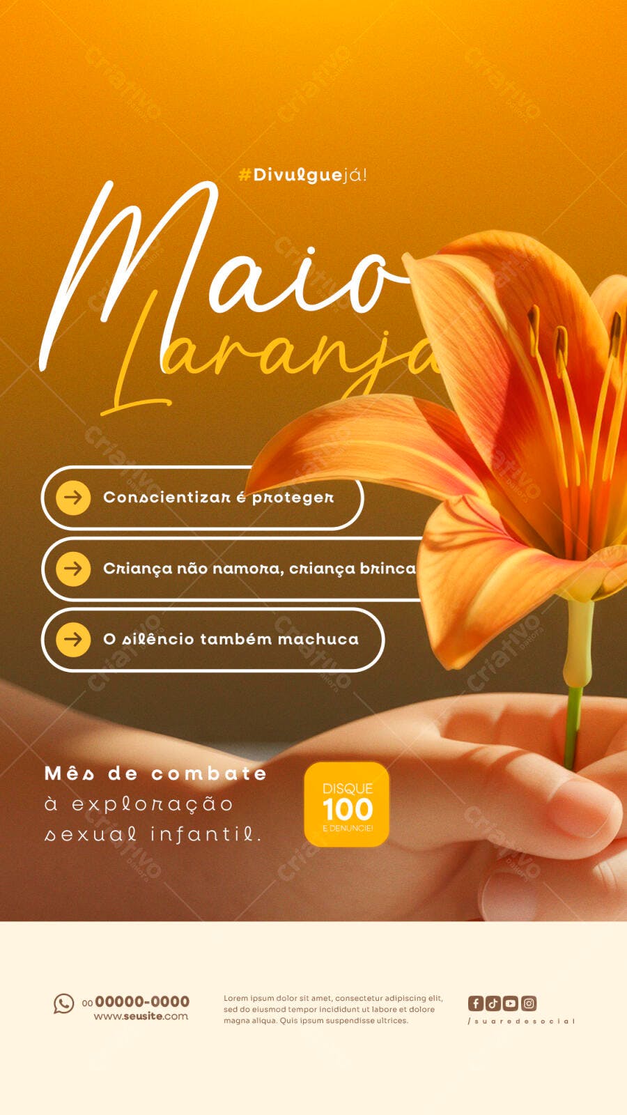 Flyer Maio Laranja PSD Editável
